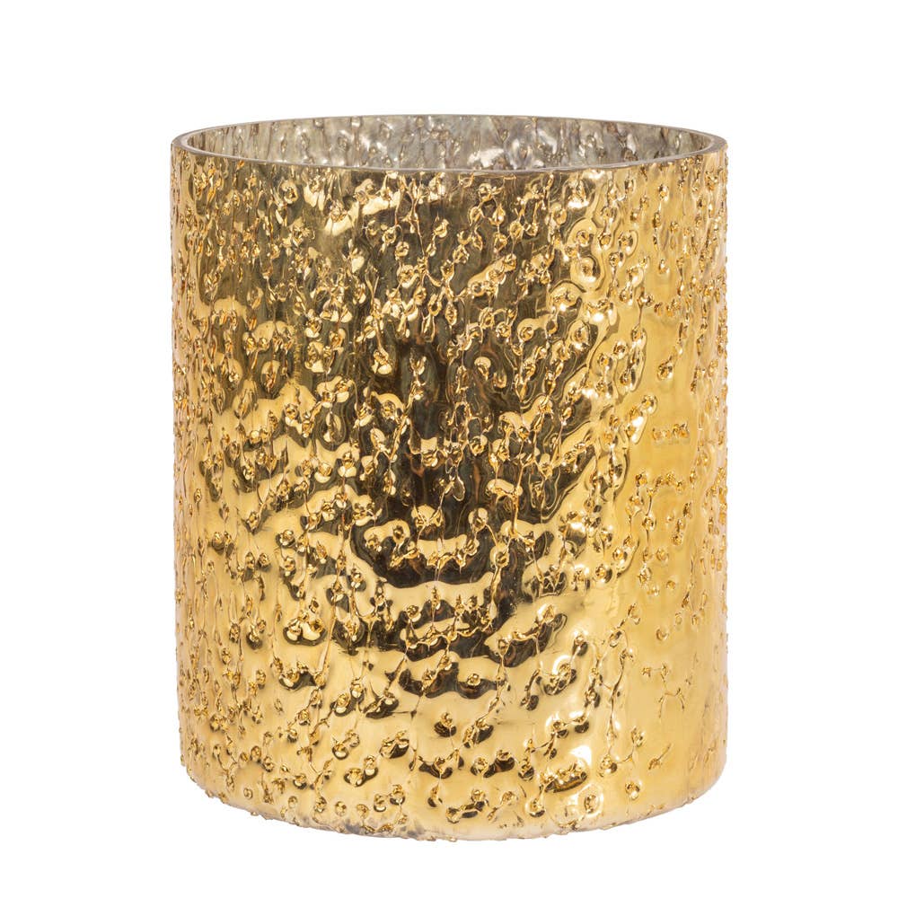 5.5" Tall Polished Gold Bubble Glass Votive Christmas