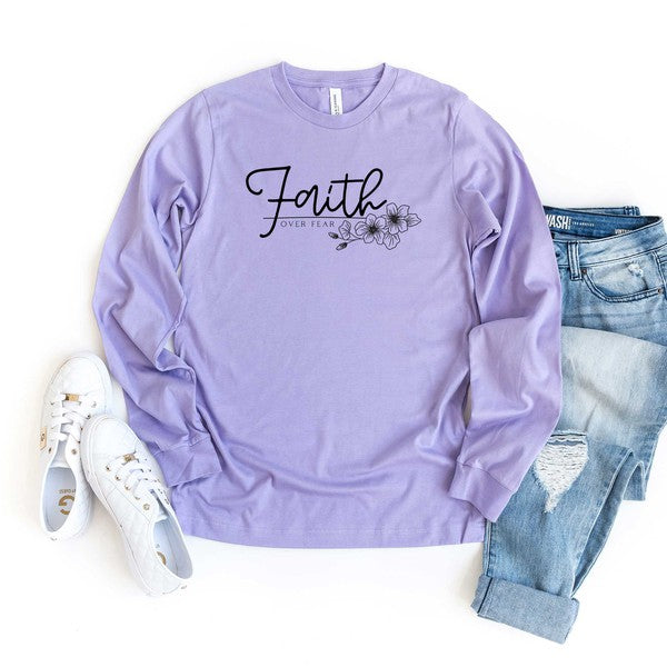 Faith Over Fear Floral Long Sleeve Graphic Tee