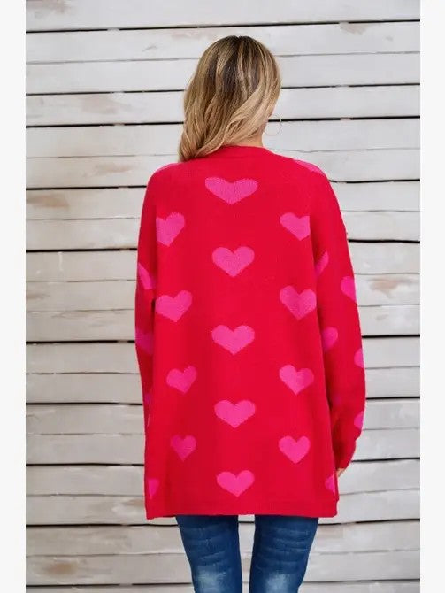 Open Front Heart Cardigan