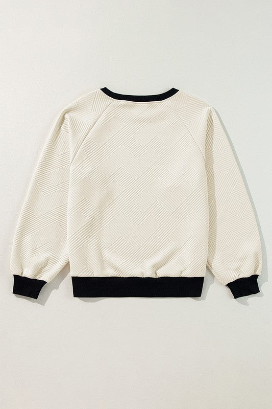 Women Raglan Sleeve Crew Neck Textured Sweatshirts