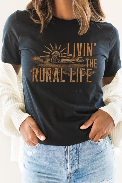 Livin The Rural Life Western Farm Graphic Tee