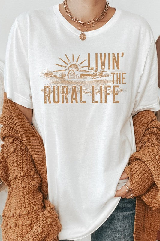 Livin The Rural Life Western Farm Graphic Tee